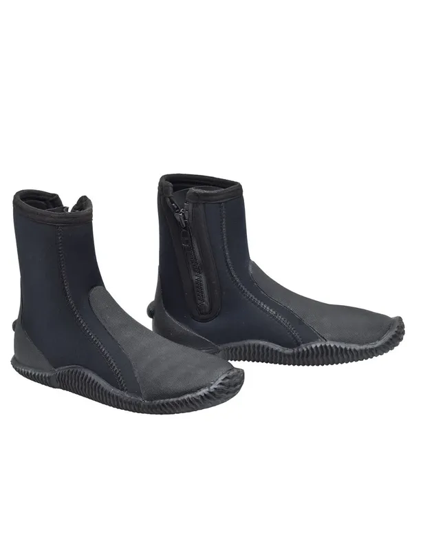 Chaussons de plongée noirs en néoprène avec fermeture éclair visible