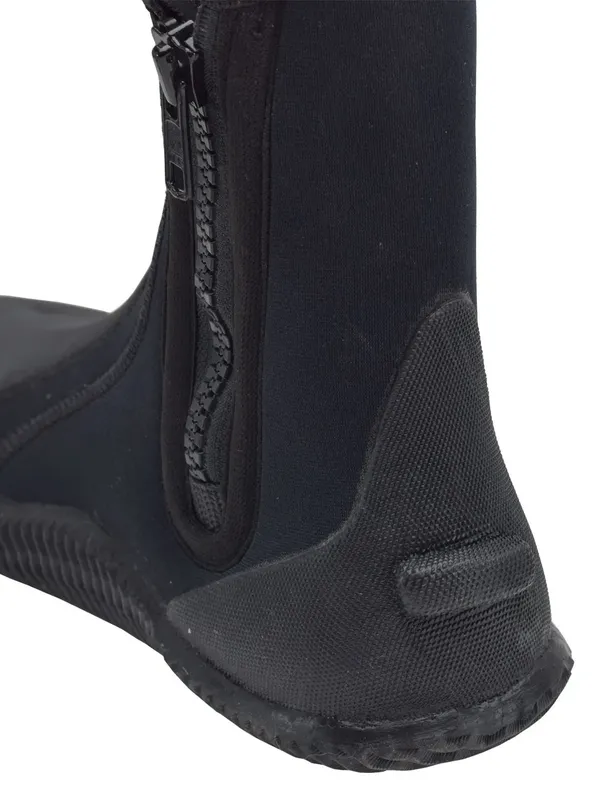 Chaussette de plongée noire avec fermeture éclair et semelle antidérapante