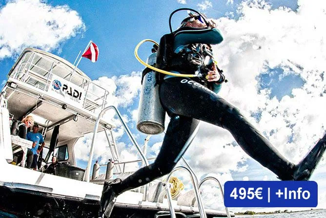 Plongeur s'apprête à sauter d'un bateau de plongée en combinaison complète