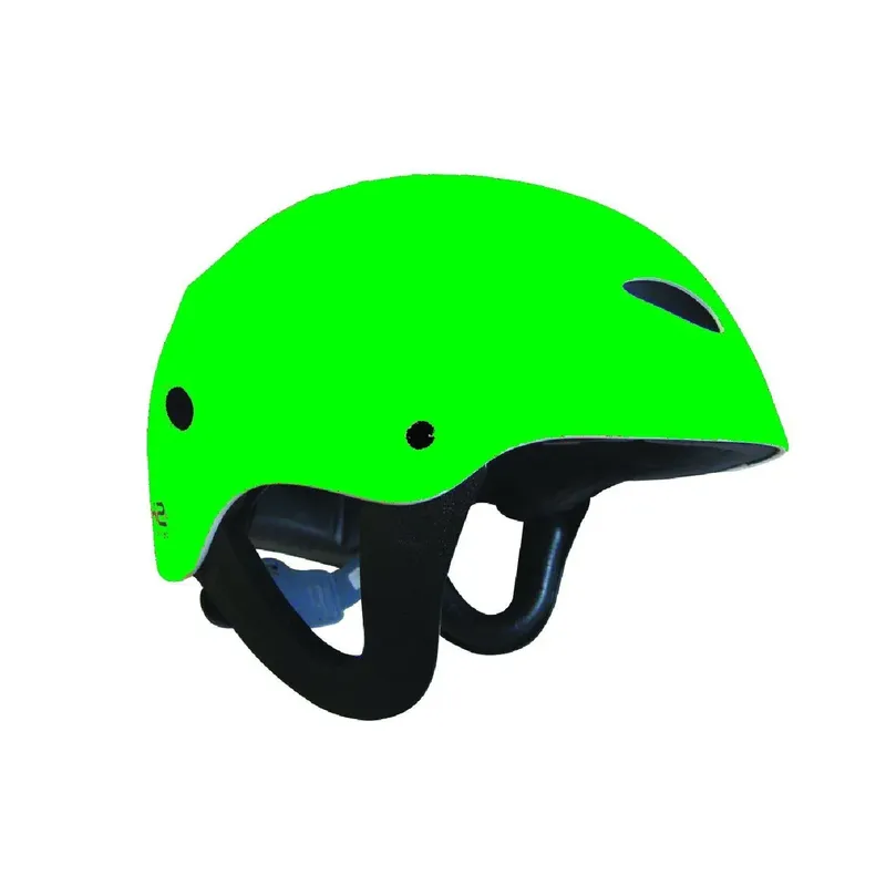Casque de plongée vert fluo sur fond blanc, équipement de sécurité