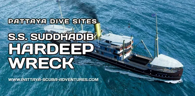 Épave du S.S. Sudhadib Hardeep, site de plongée à Pattaya, vue aérienne