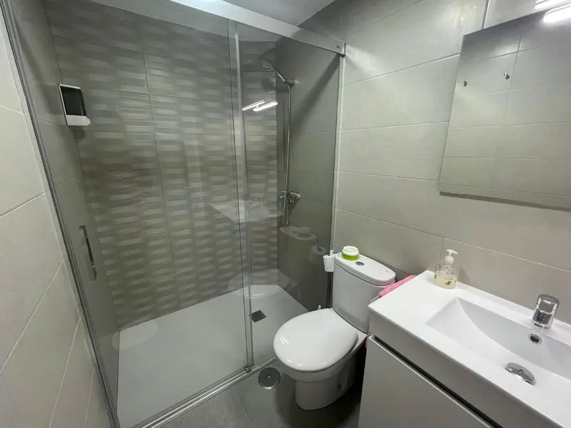 Une salle de bain moderne avec douche à l'italienne et lavabo.
