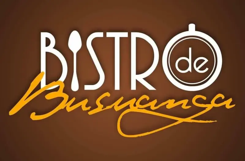 Ecriture stylisee blanche sur fond brun annonçant un bistro.