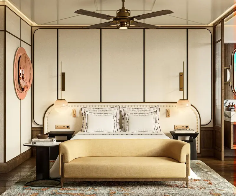 Une chambre à coucher avec un grand lit et un canapé.