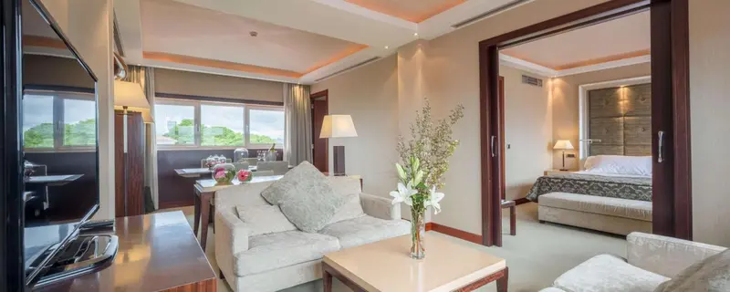 Espace de séjour lumineux avec canapé et vue sur une chambre.
