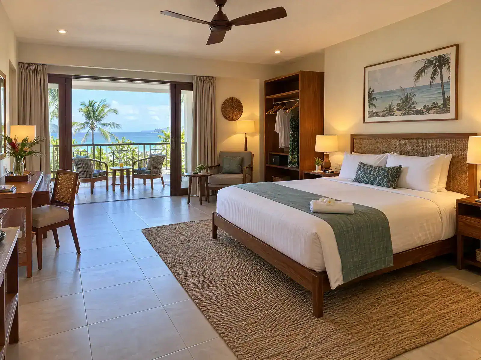 Chambre vue mer avec balcon sur le lagon