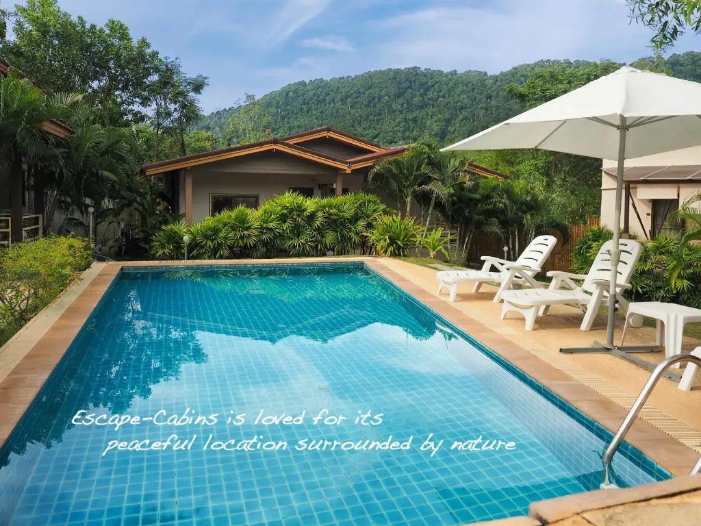 Une piscine turquoise invite à la détente dans un cadre tropical.
