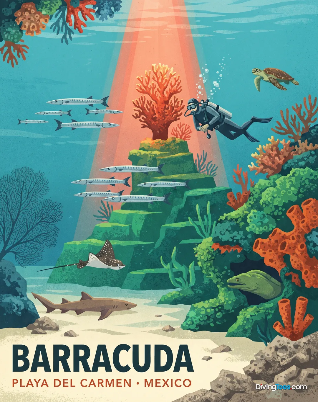 Affiche Barracuda Playa del Carmen, Mexico