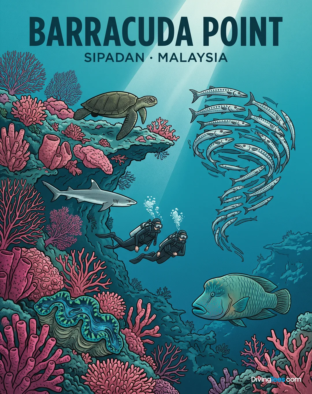 Affiche Barracuda Point Sipadan, Malaysia