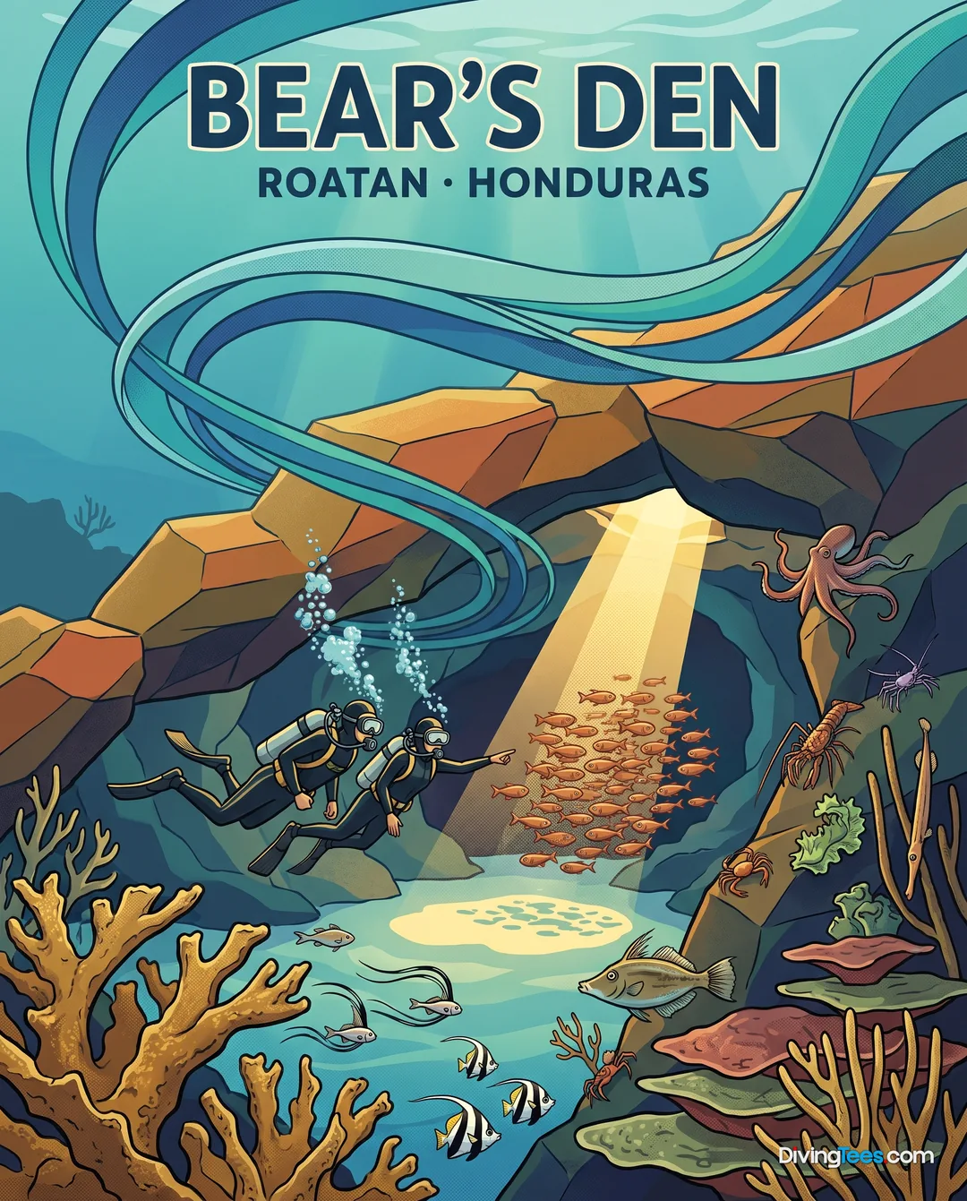 Affiche Bear's Den Roatan, Honduras