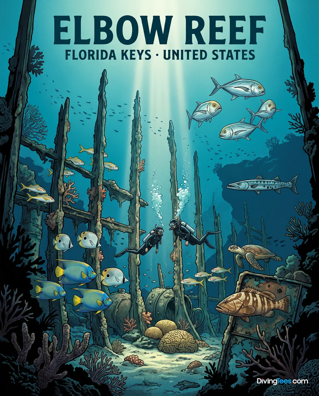 Affiche Elbow Reef Key Largo, Estados Unidos