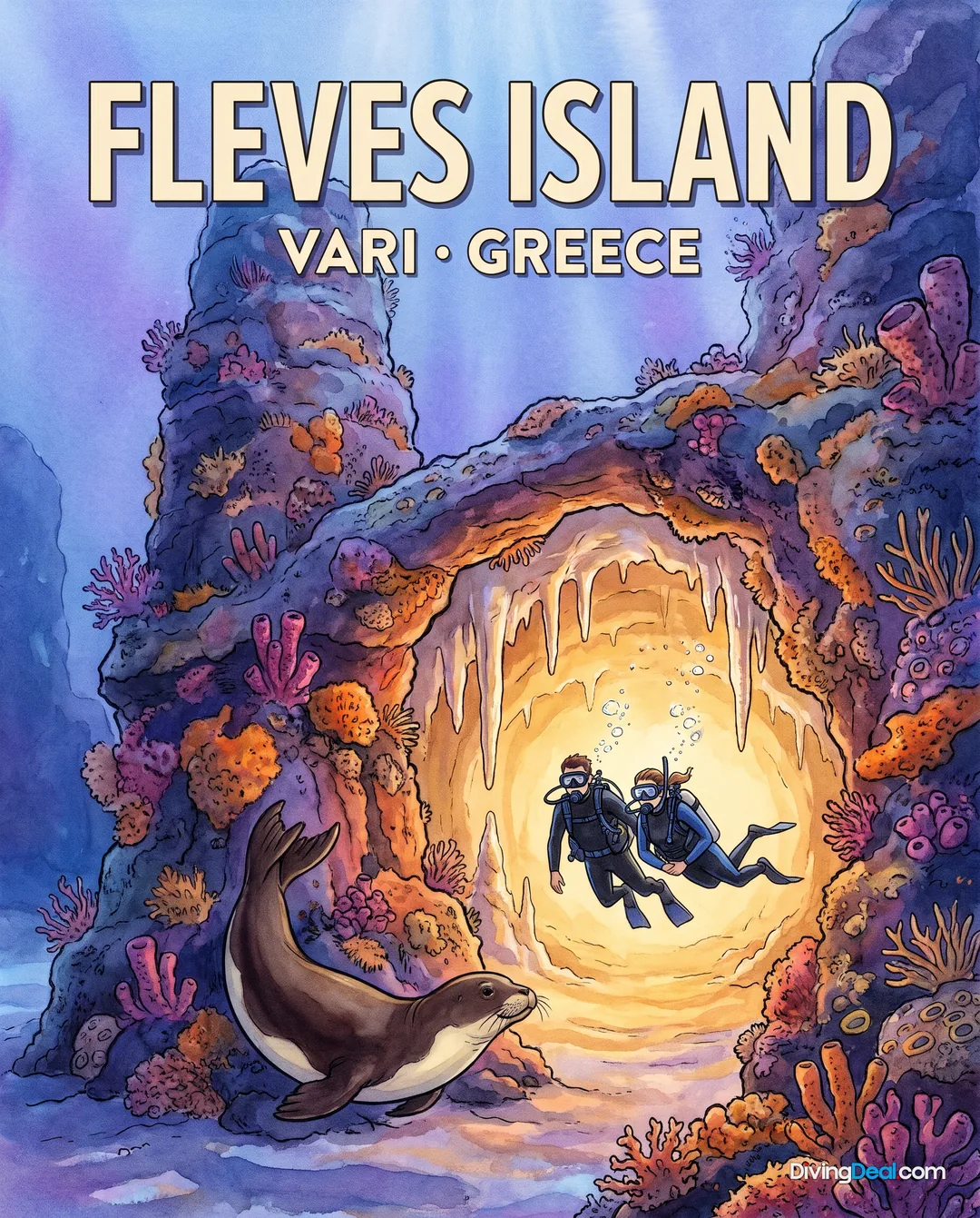 Affiche Fleves Island Vari, Grecia