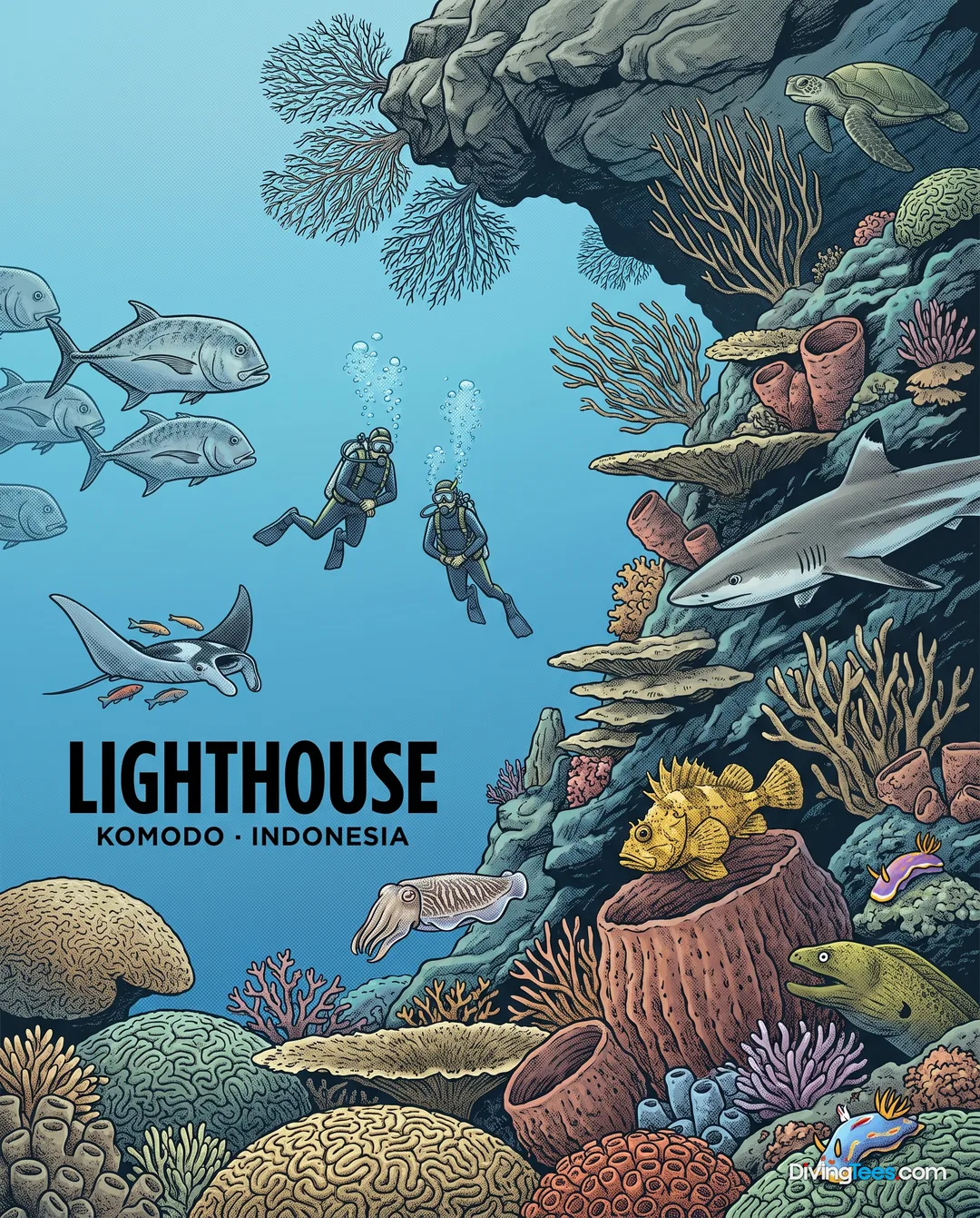 Affiche Lighthouse Komodo, Indonesien