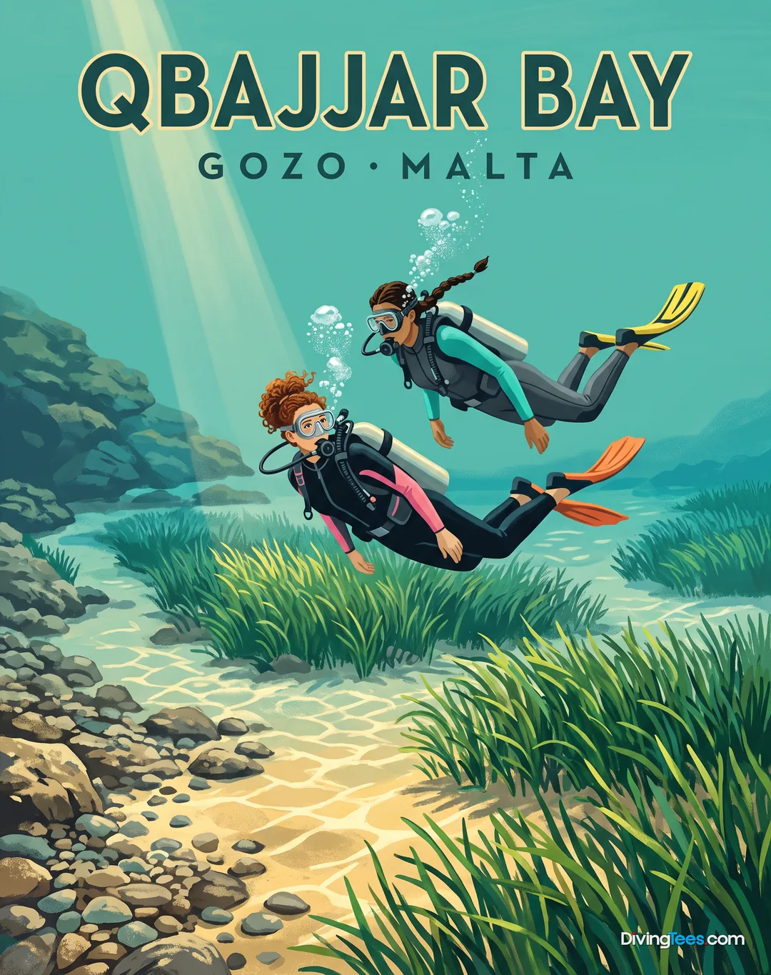 Affiche Qbajjar Bay Gozo, Malte