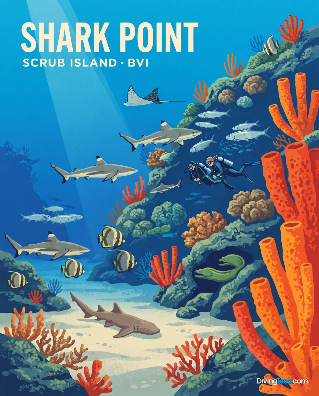 Affiche Shark Point de Scrub Island Peter Island, Ilhas Virgens Britânicas