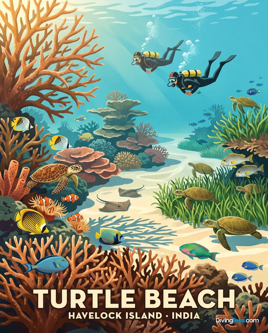 Affiche Turtle Beach Havelock, Indien