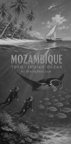 Fond d'écran plongée Mozambique, illustration vintage. Disponible le dimanche 29 août 2027.