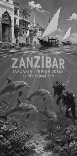 Fond d'écran plongée Zanzibar, illustration vintage. Disponible le dimanche 5 septembre 2027.