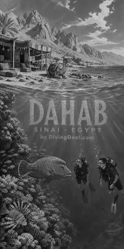 Fond d'écran plongée Dahab, illustration vintage. Disponible plus tard.