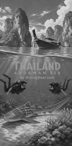 Fond d'écran plongée Thaïlande, illustration vintage. Disponible le dimanche 1er novembre 2026.