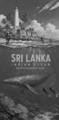 Fond d'écran plongée Sri Lanka, illustration vintage. Disponible le dimanche 25 octobre 2026.