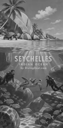 Fond d'écran plongée Seychelles, illustration vintage. Disponible le dimanche 12 septembre 2027.