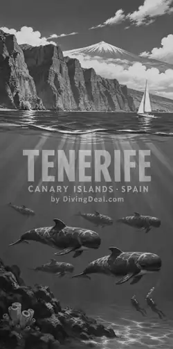 Fond d'écran plongée Tenerife, illustration vintage. Disponible le dimanche 13 décembre 2026.