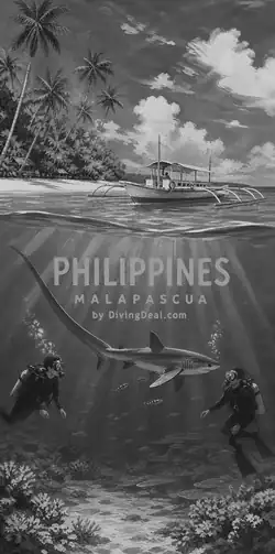 Fond d'écran plongée Philippines, illustration vintage. Disponible le dimanche 3 janvier 2027.